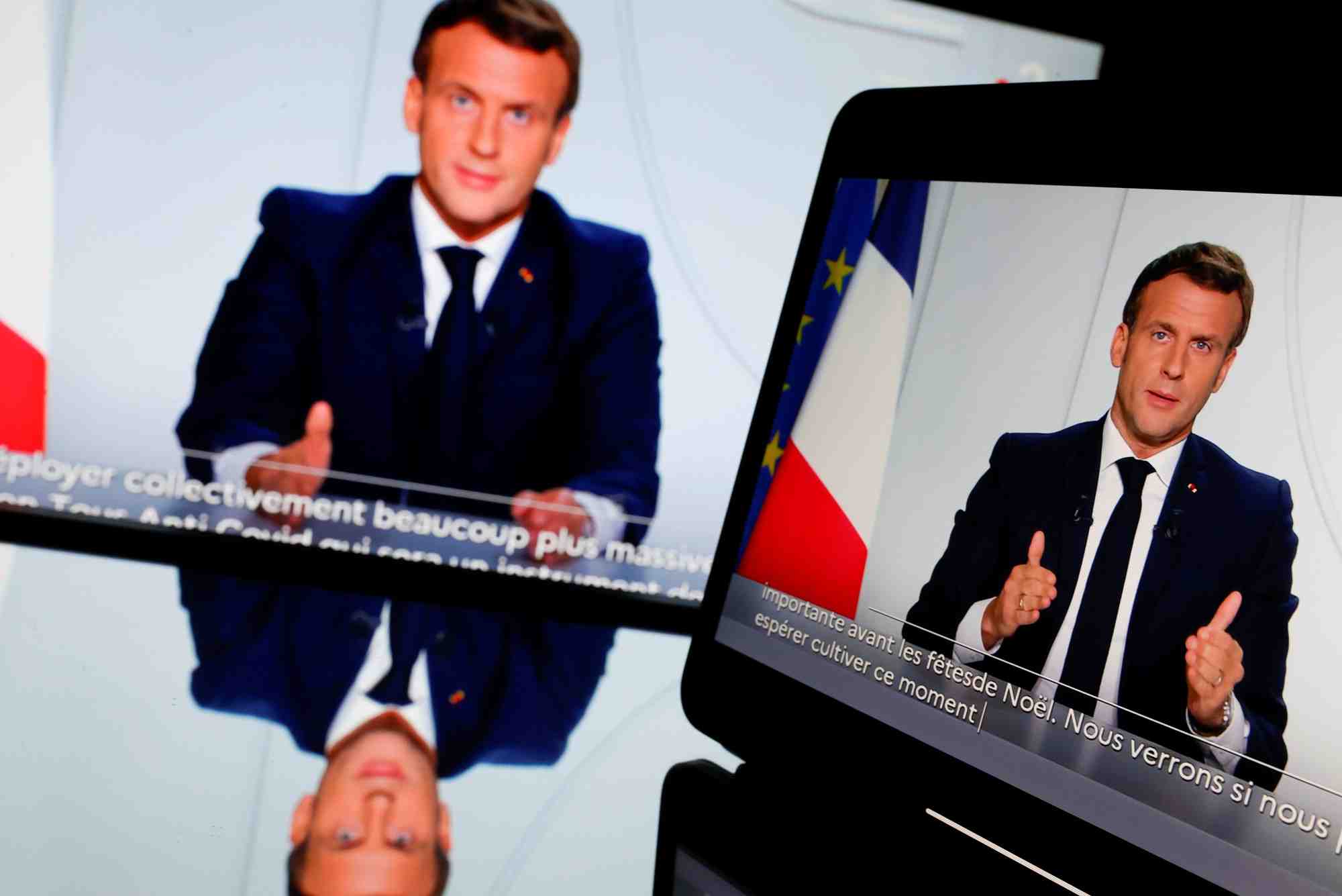 Emmanuel Macron s'adresse à la nation lors d'un point sur la situation sanitaire, le 28 octobre 2020