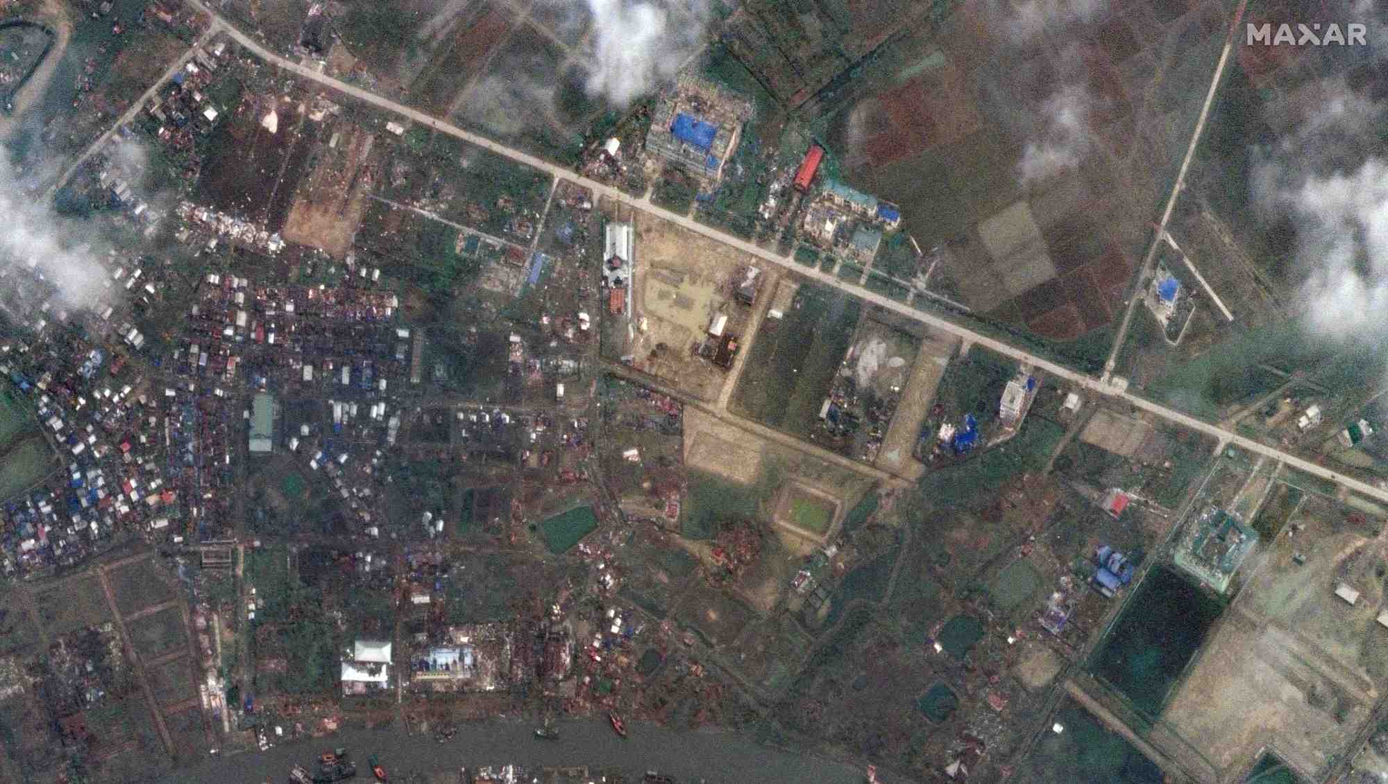 Une image satellite montre sittwe apres l'atterrissage du cyclone mocha