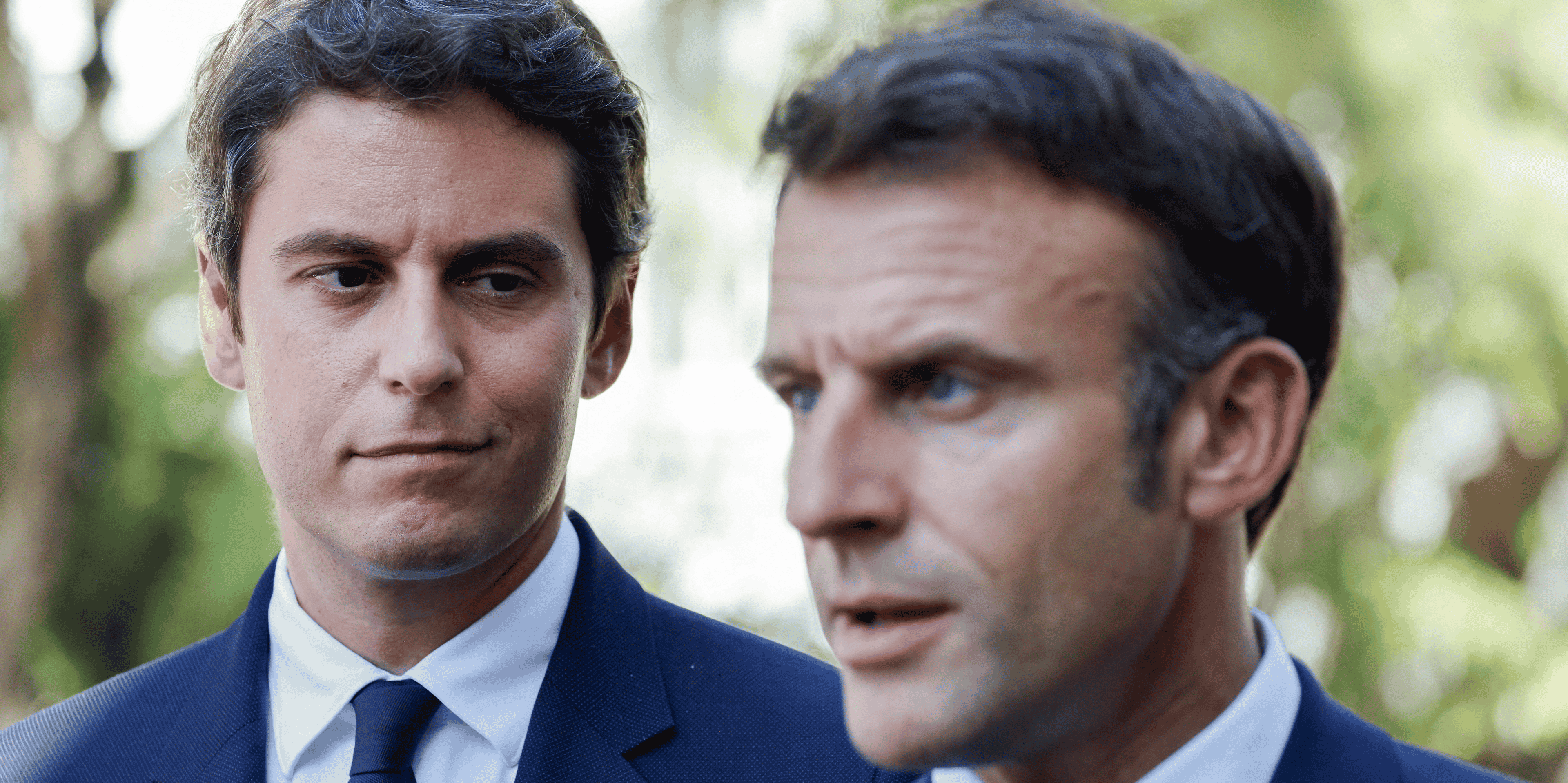 Gabriel attal et emmanuel macron a orange, france