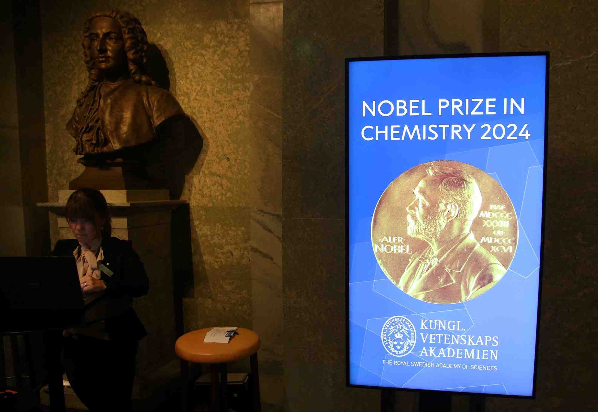 Panneau pour le prix nobel de chimie a l'academie royale des sciences de suede