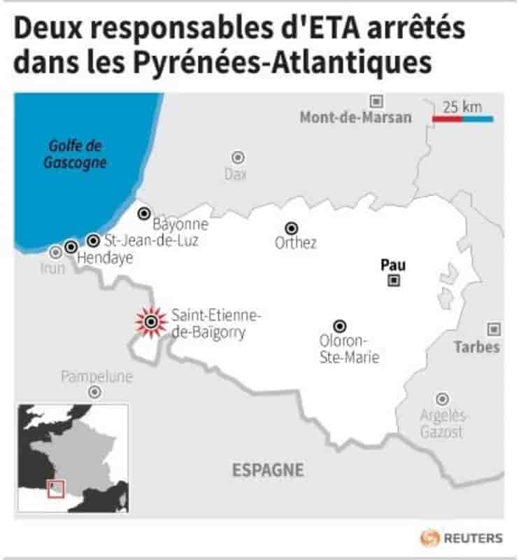 Deux responsables d'eta arretes dans les pyrenees-atlantiques