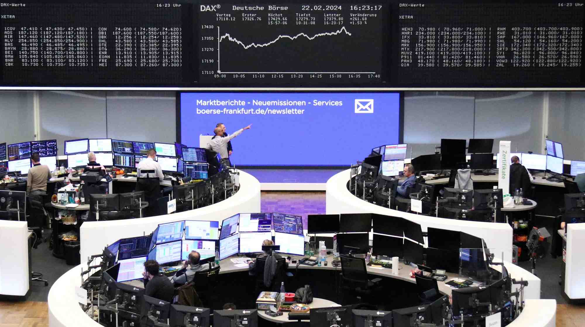 Photo d'archives du graphique dax de l'indice boursier allemand a la bourse de francfort