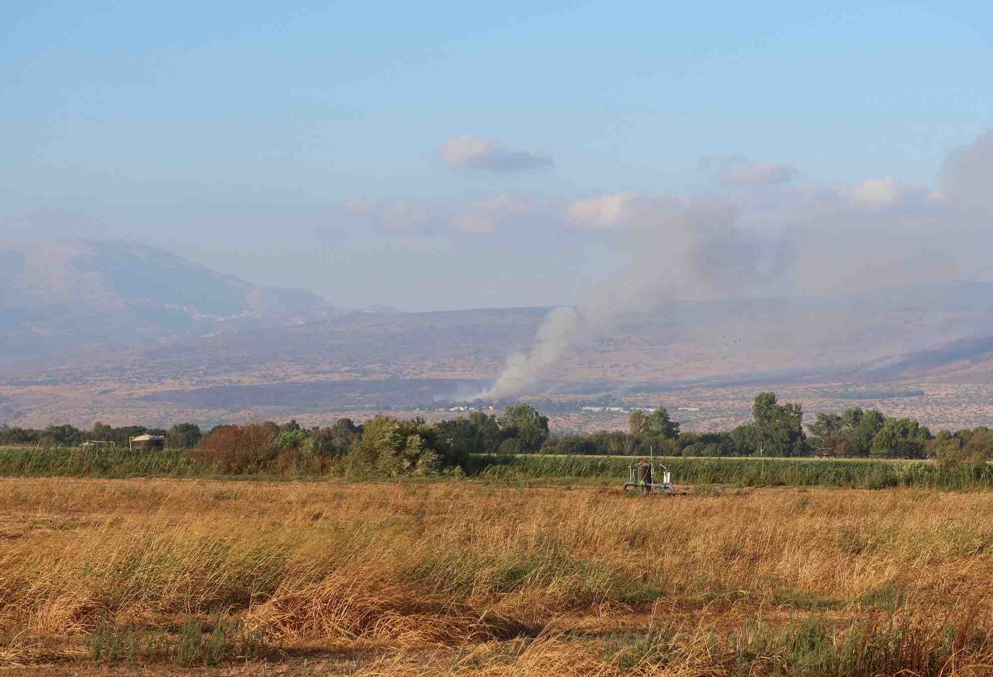 Smoke rises after rockets were fired from lebanon, amid cross-border hostilities between hezbollah and israel, in the israeli-occupied golan heights