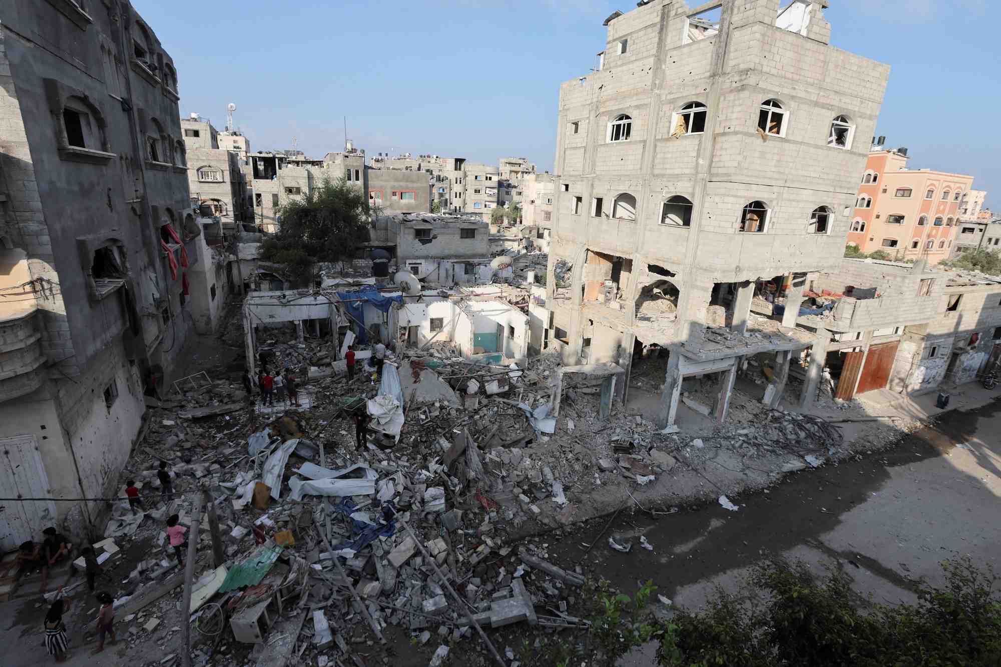 Aftermath of an israeli strike on a house, in maghazi refugee camp in the central gaza strip