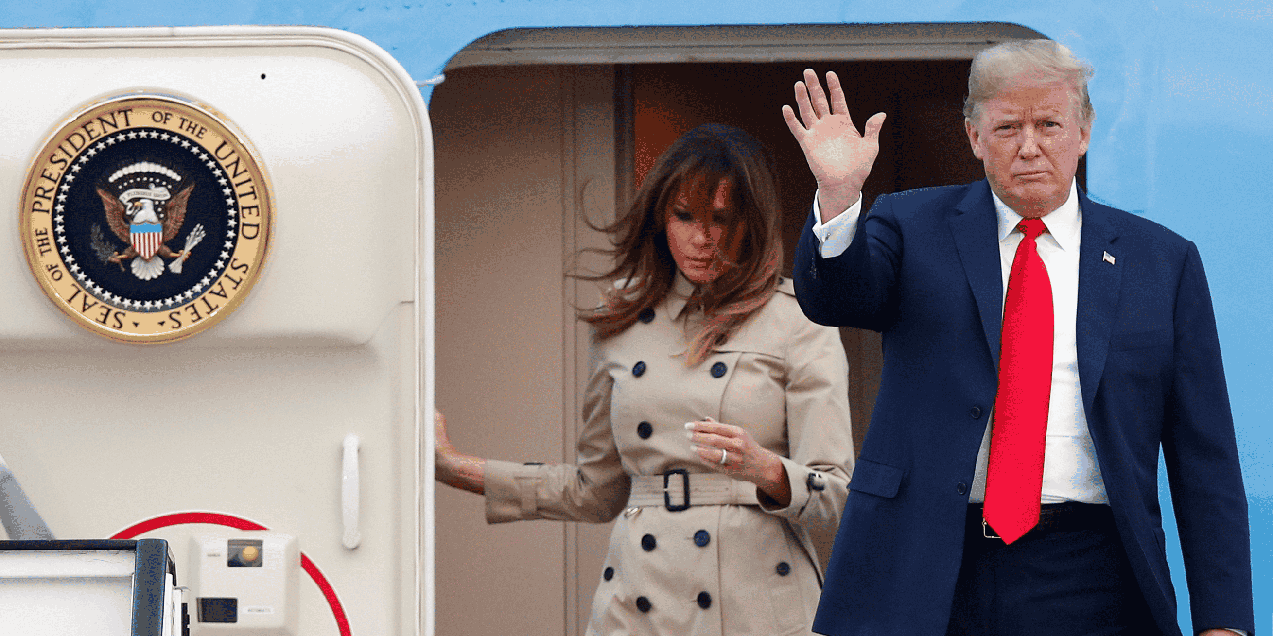 Trump, Donald, Melania, Air Force One, Otan, sommet Bruxelles,