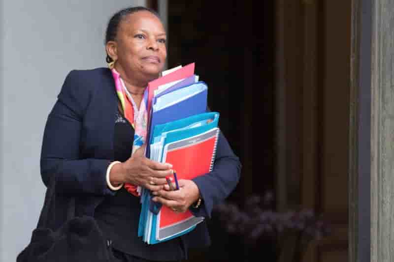 French justice minister taubira leaves the elysee palace in paris after the weekly cabinet meeting