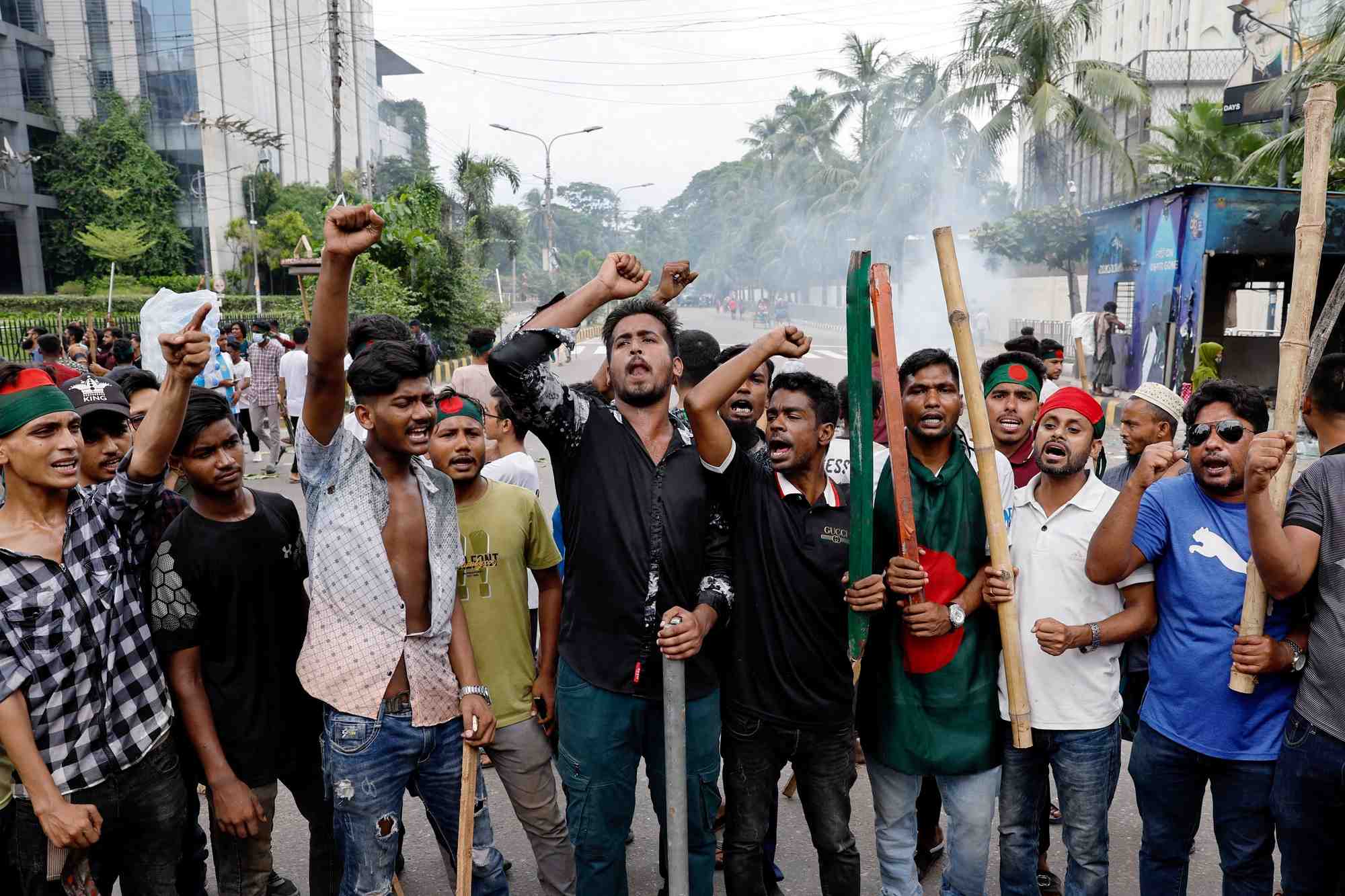 Manifestation contre la premiere ministre sheikh hasina a dhaka
