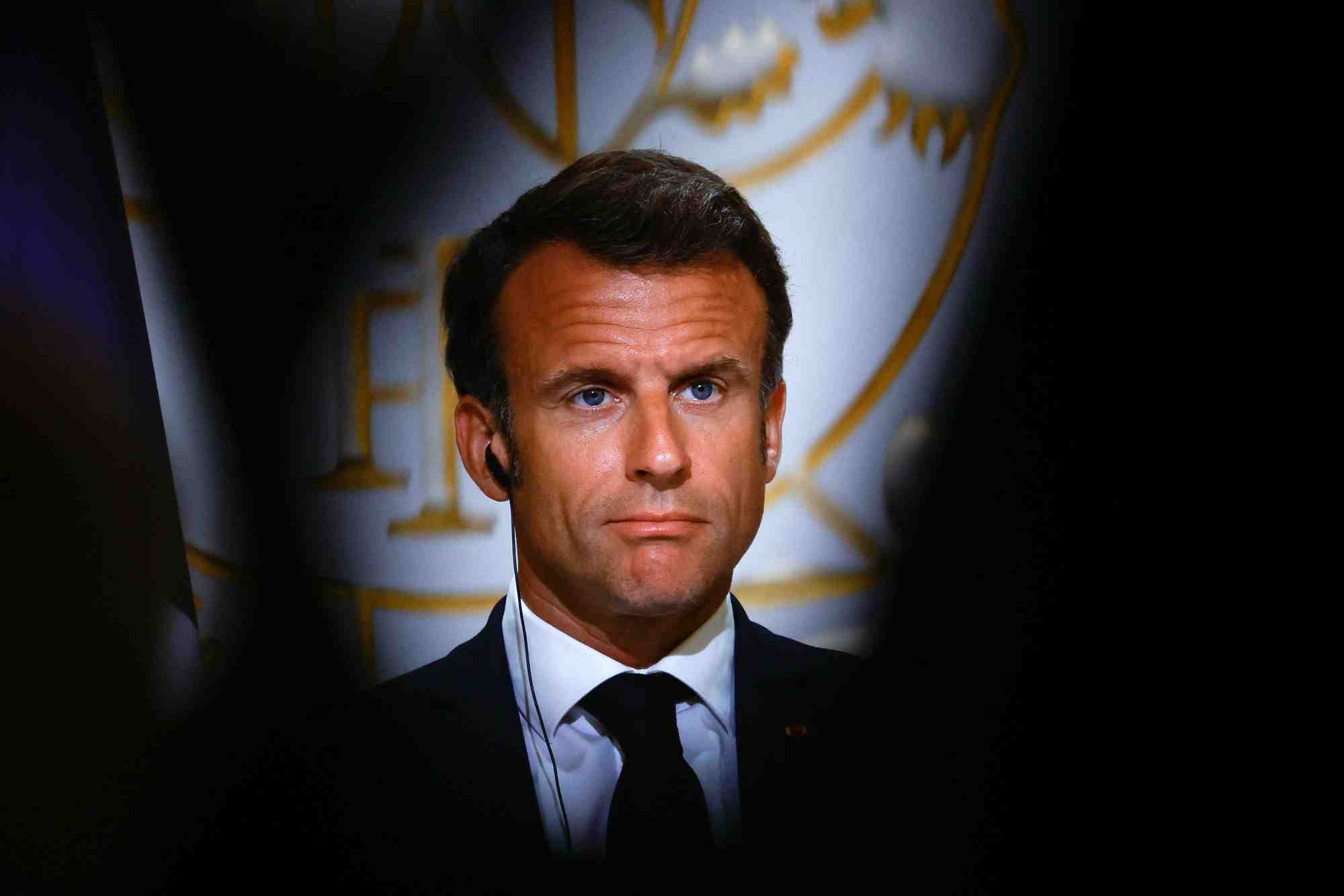 Le president francais emmanuel macron a l'elysee a paris