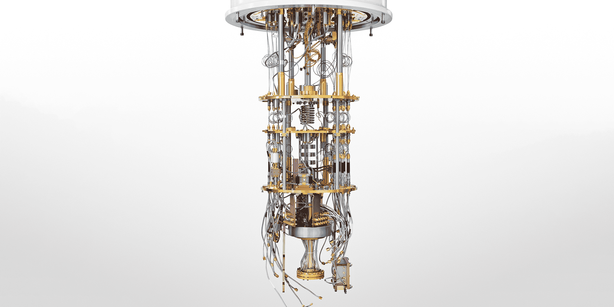 Des machines aux algorithmes révolutionnaires. Ce prototype conçu par l'américain Rigetti maintient le cerveau de l'ordinateur, une puce de silicium, à - 273 °C pour garantir les propriétés quantiques des qubits.