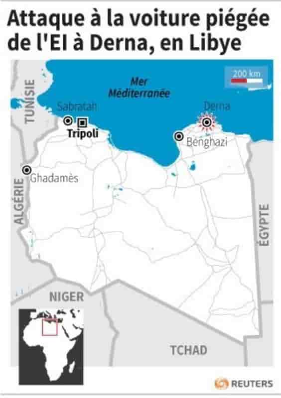 Attaque a la voiture piegee de l'ei a derna, en libye