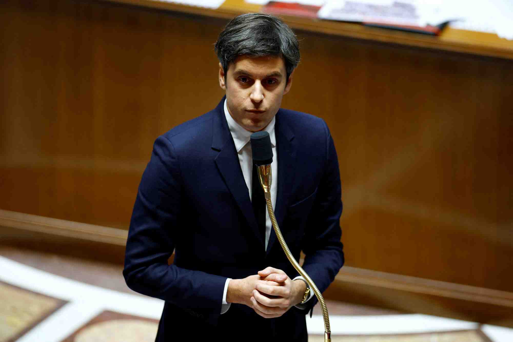 Le premier ministre francais gabriel attal a l'assemblee nationale a paris