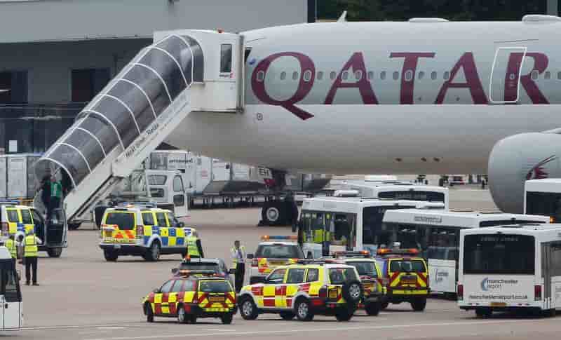 Un avion escorté par la RAF jusqu'à l'aéroport de Manchester