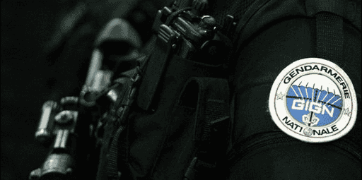 Logo du GIGN sur l'uniforme de l'un de ses membres