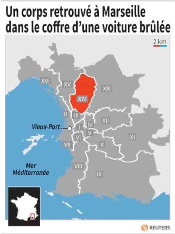 Un corps retrouvé dans une voiture brûlée à Marseille