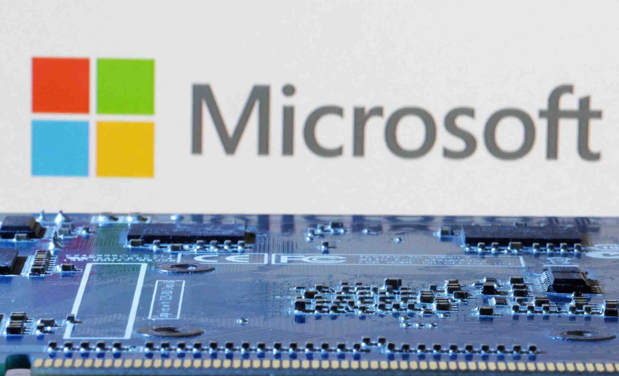 Illustration shows microsoft logo