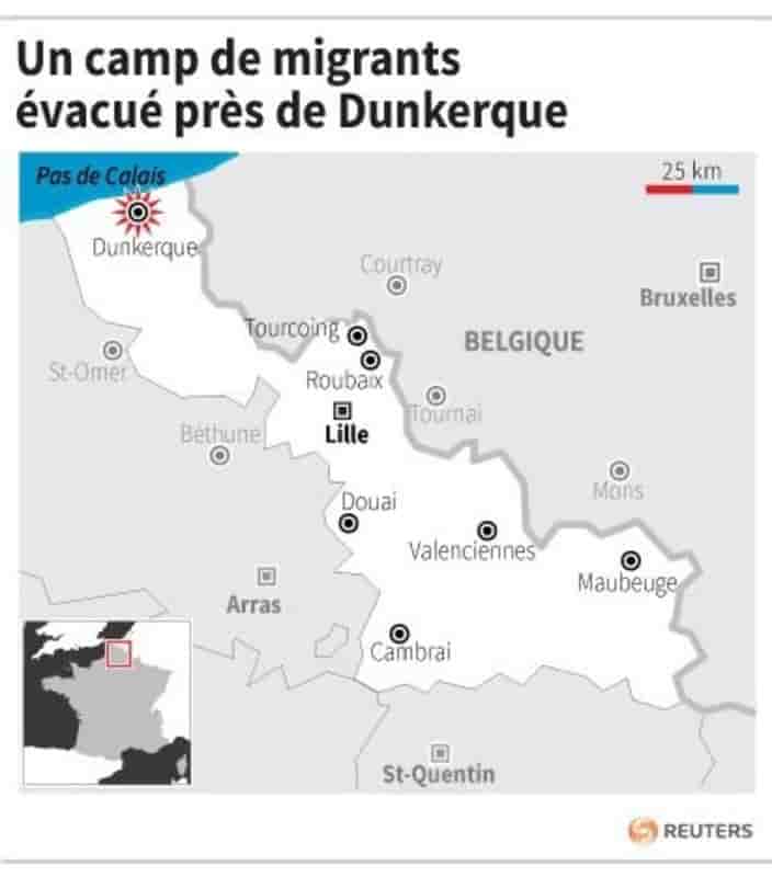 Un camp de migrants evacue pres de dunkerque