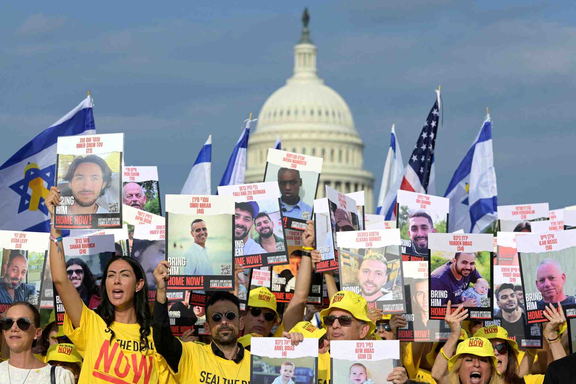 Les familles des otages israeliens se reunissent au national mall, a washington