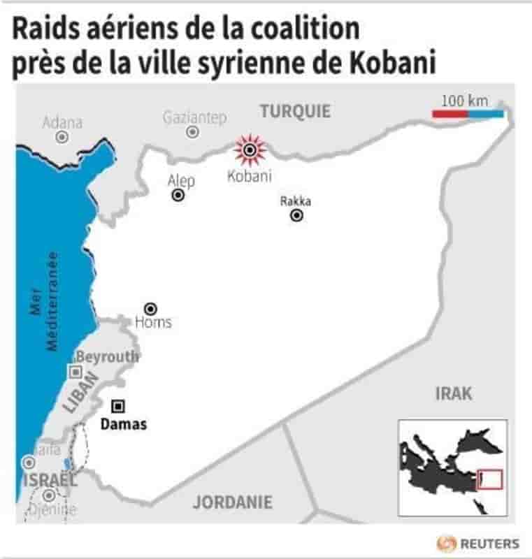 Raids aeriens de la coalition pres de la ville syrienne de kobani