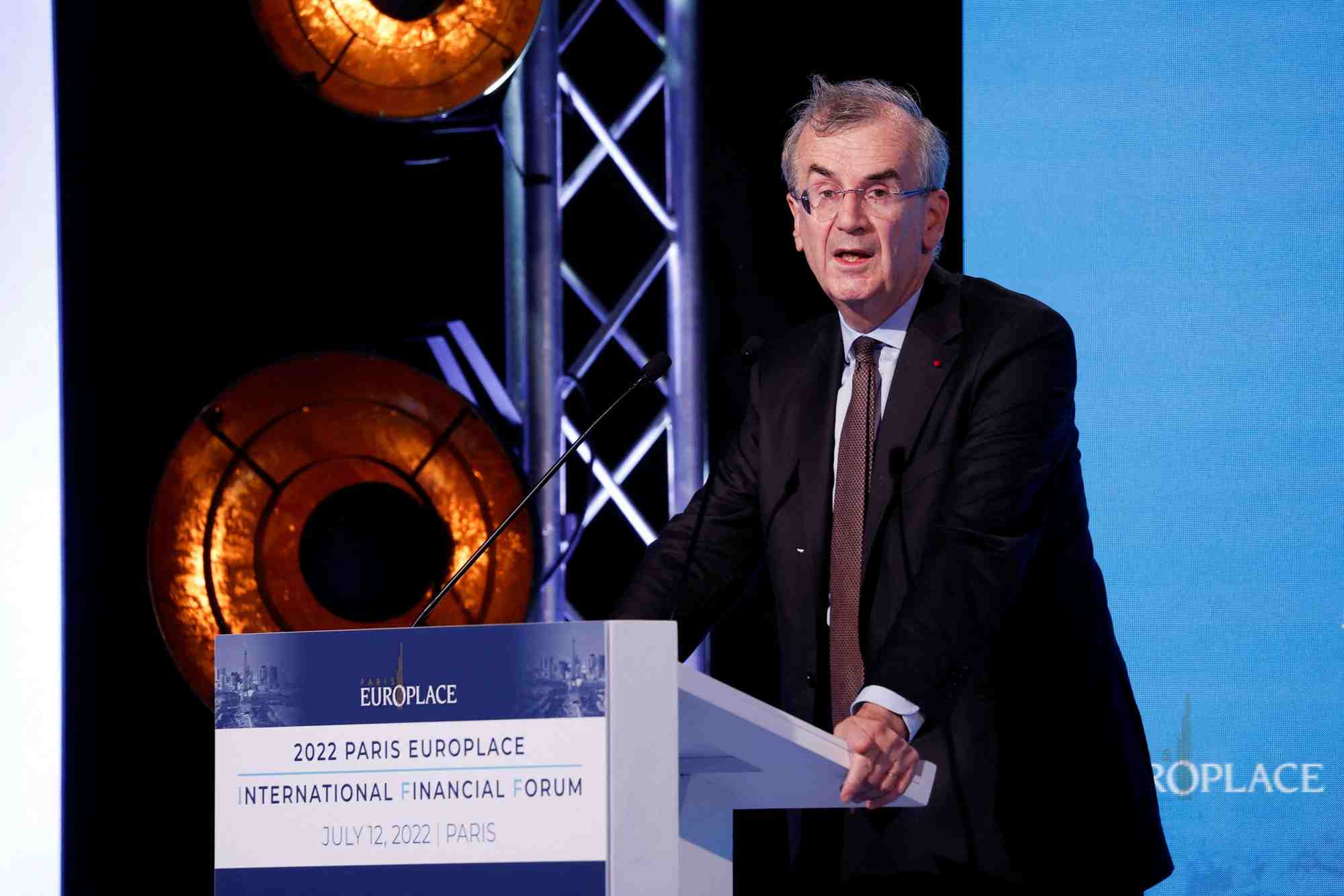 Francois villeroy de galhau, gouverneur de la banque de france, lors de sa participation au forum paris europlace a paris