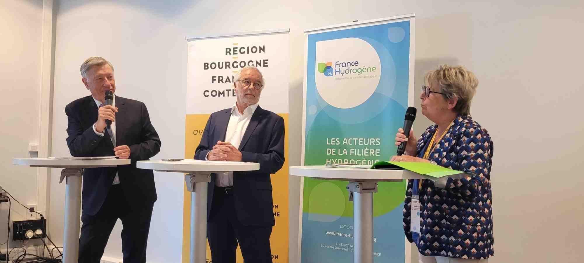 Inauguration des JH2T en présence de Philippe Boucly, président de France Hydrogène, François Rebsamen, président de Dijon métropole, et Marie-Guite Dufay, président de la région BFC.