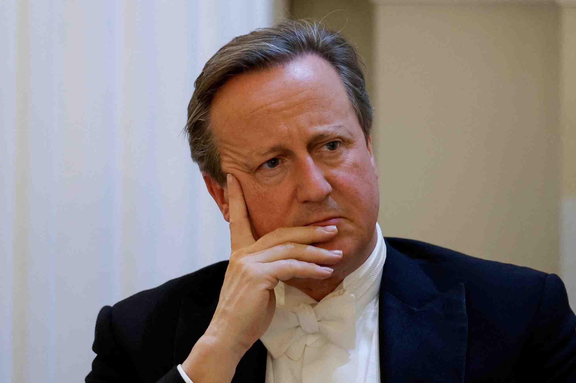 Le ministre britannique des affaires etrangeres, david cameron, lors du banquet de paques annuel du lord mayor a mansion house a londres