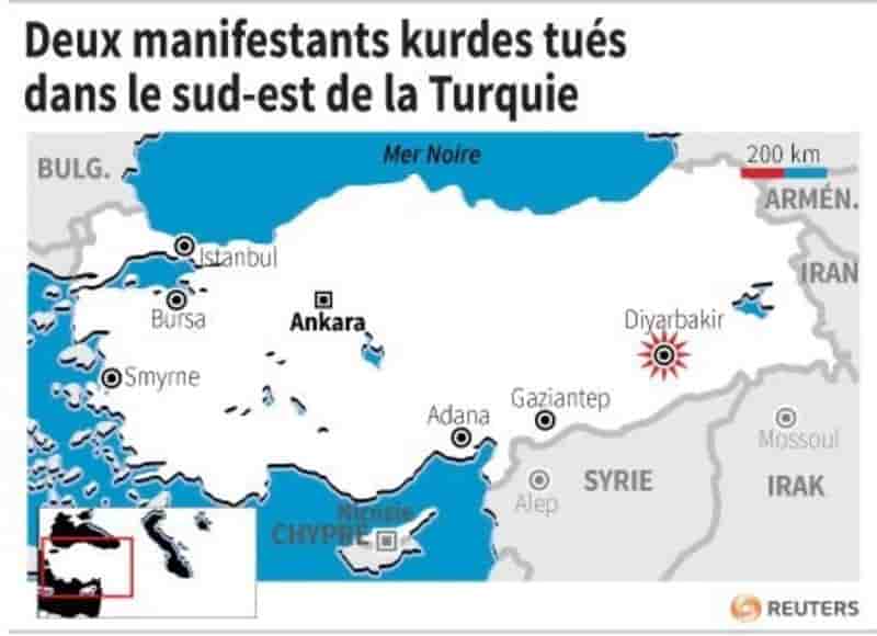 Deux manifestants kurdes tués dans le sud-est de la Turquie