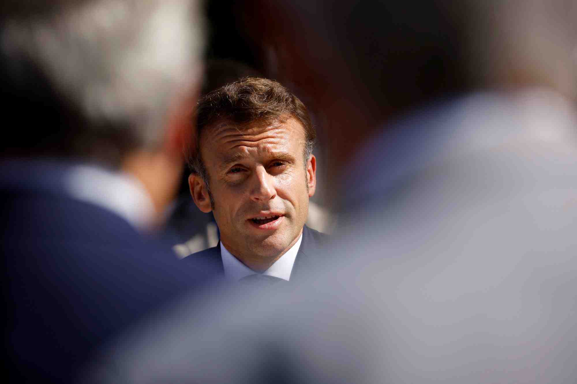 Photo d'archives d'emmanuel macron lors d'un discours a la sous-prefecture de saint-nazaire