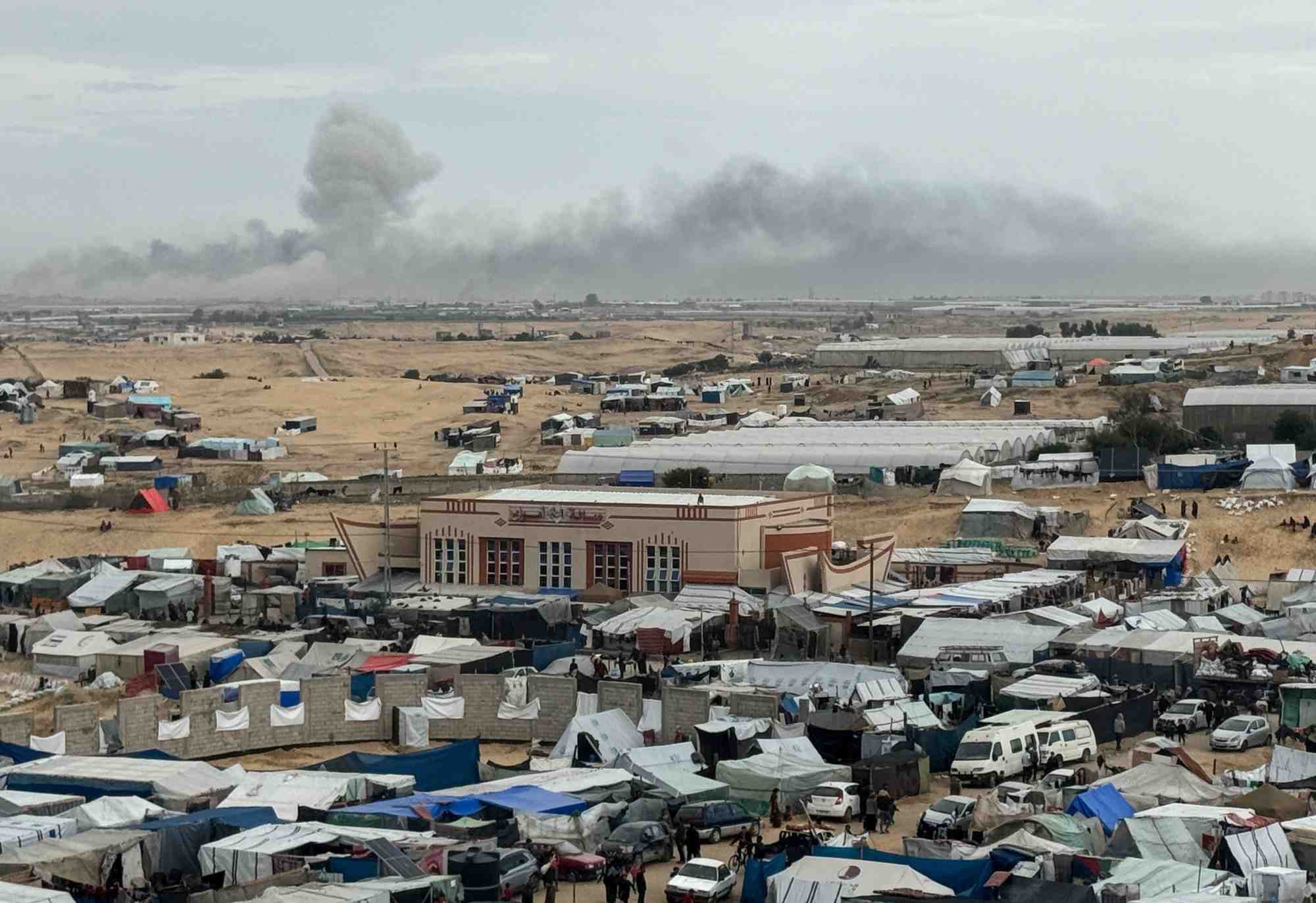 Un refuge pour des palestiniens a rafah, dans la bande de gaza