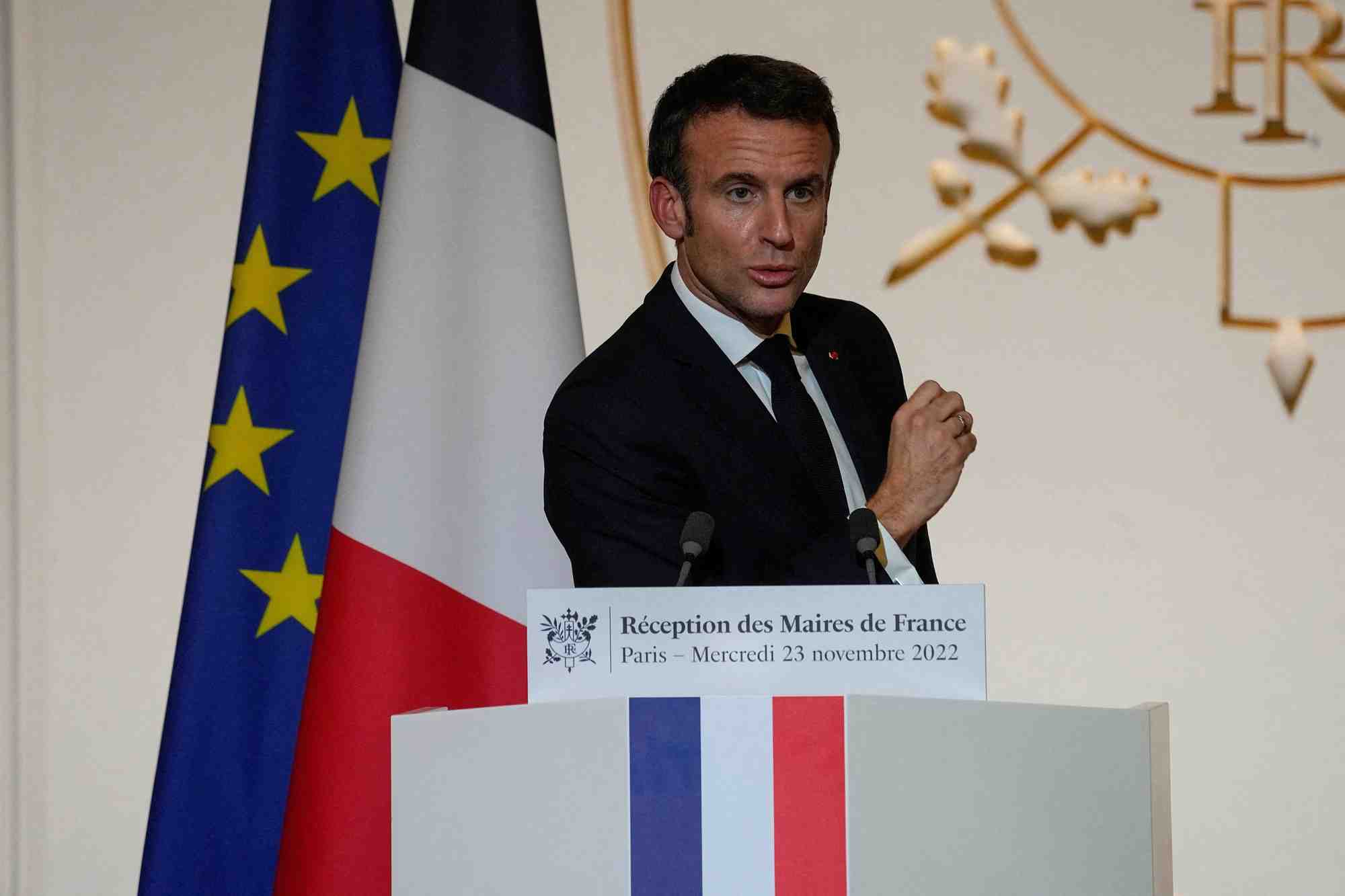 Photo d'archives: le president francais macron organise une reception pour les maires de france, a paris
