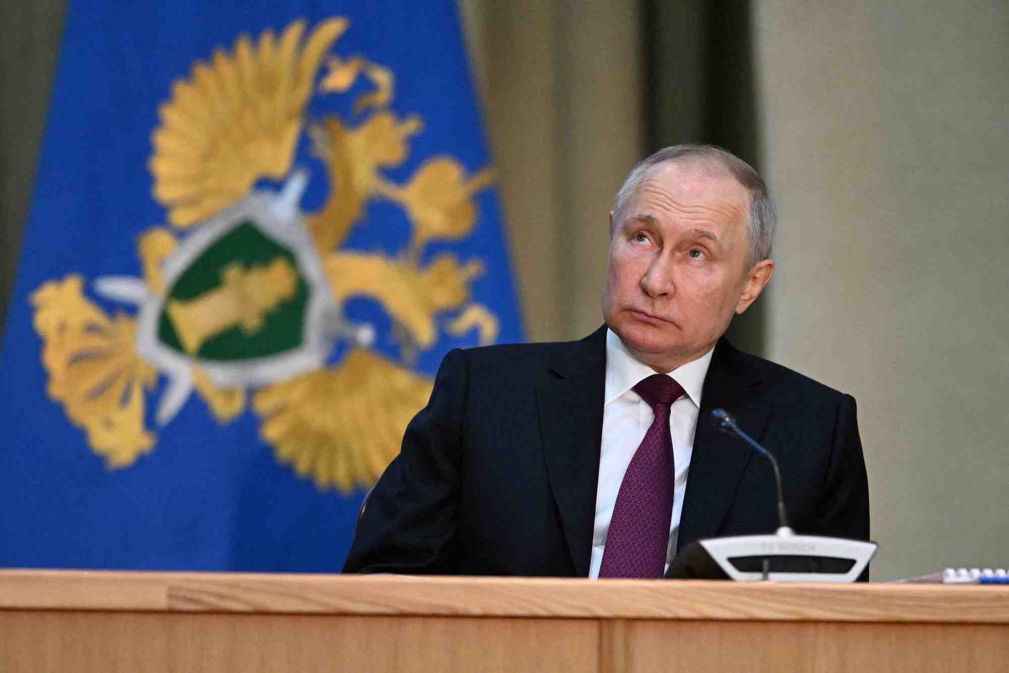 Le president russe vladimir poutine lors d'une reunion a moscou
