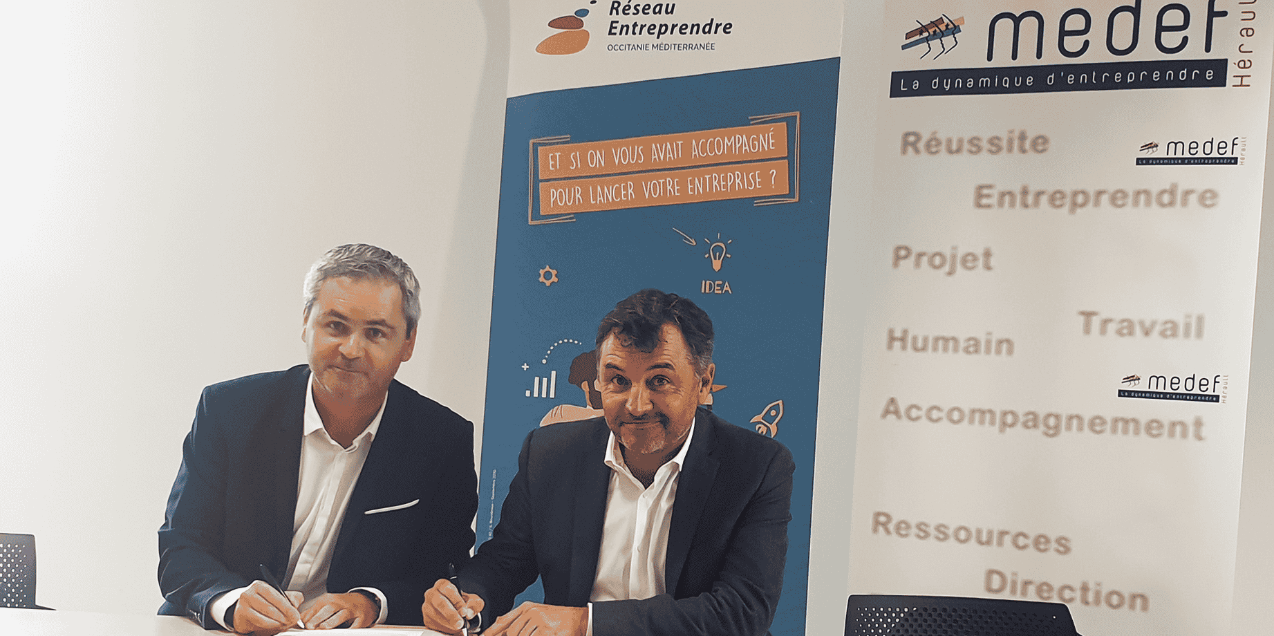 Samuel Hervé (Medef Montpellier) et Richard Marlier (REOM)
