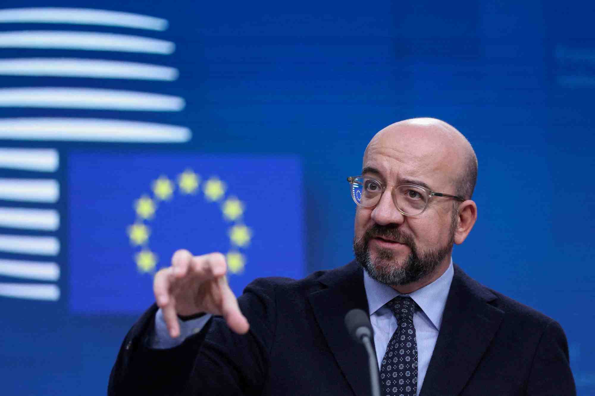 Le president du conseil europeen, charles michel, lors du sommet des dirigeants de l'union europeenne, a bruxelles