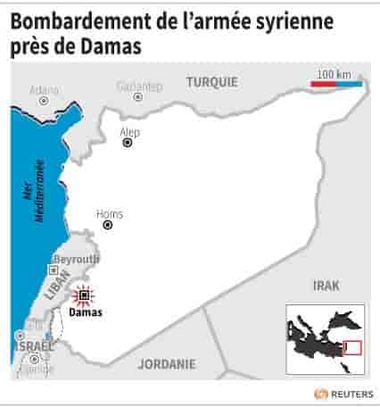 Bombardement de l’armee syrienne pres de damas