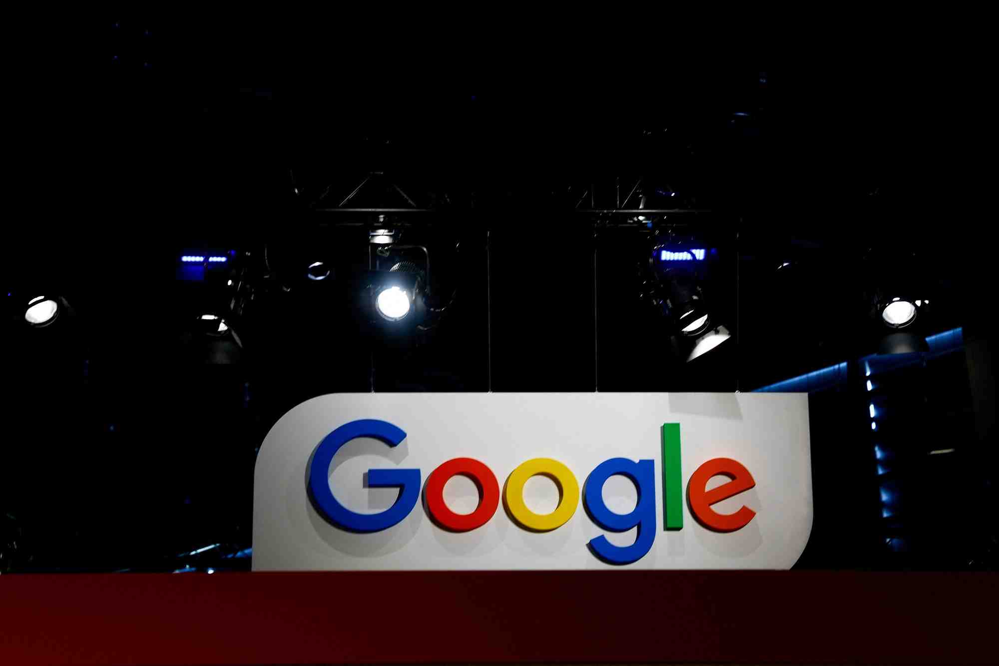 Le logo de google est visible lors de la conference viva technology a paris
