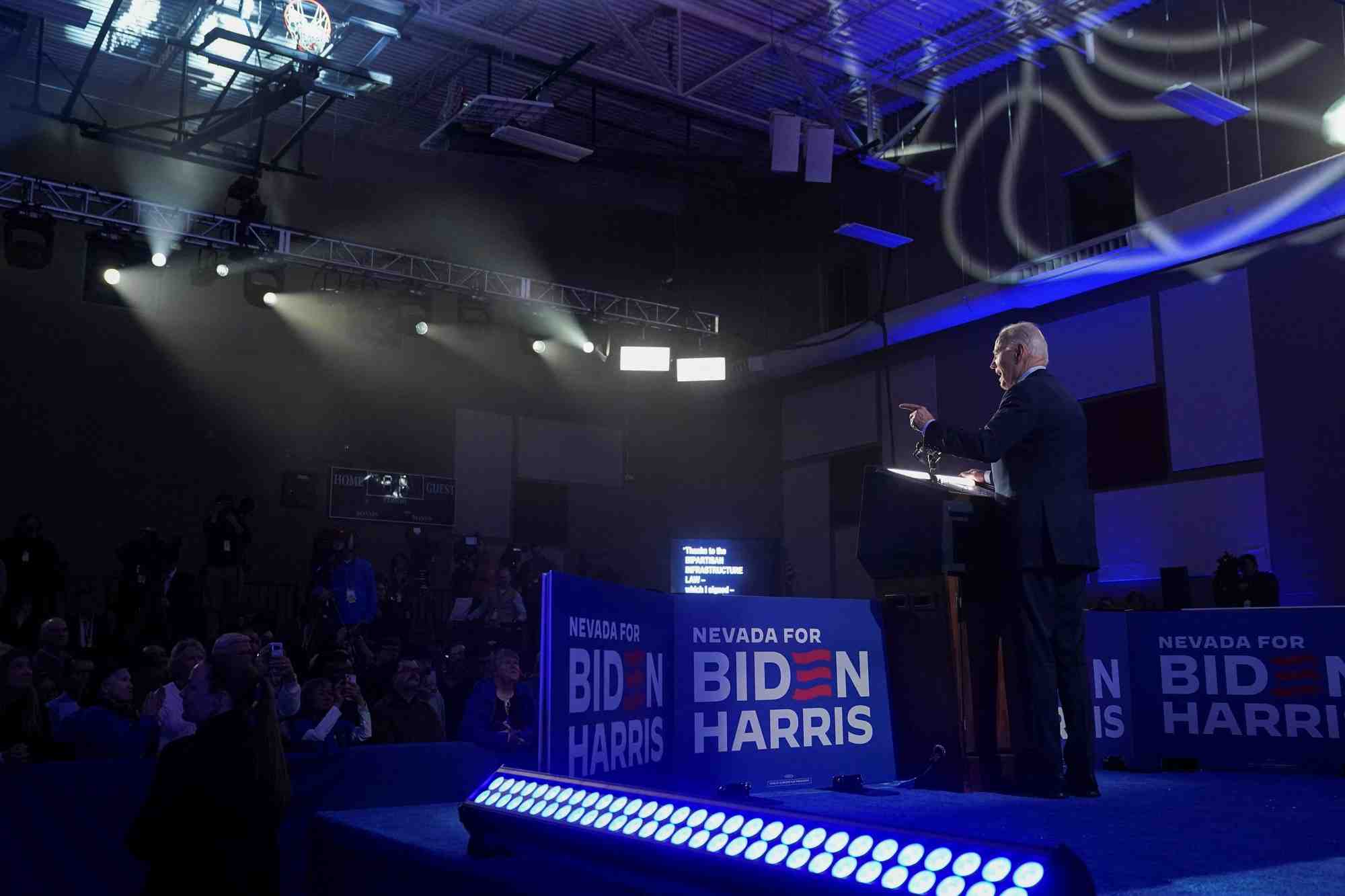 Le president americain joe biden lors d'un rassemblement avant la primaire democrate au nevada