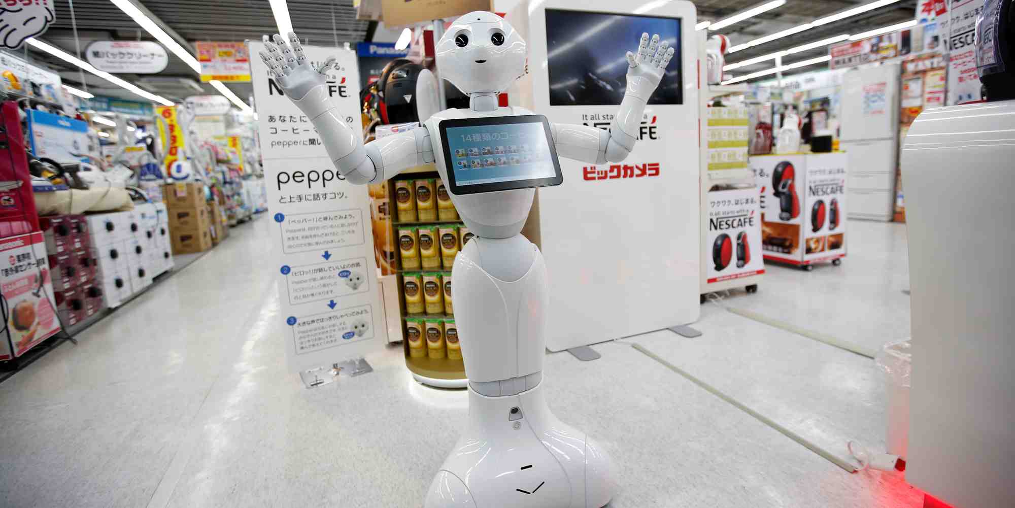 Pepper, le robot « social » lancé en 2014 par Aldebaran Robotics.