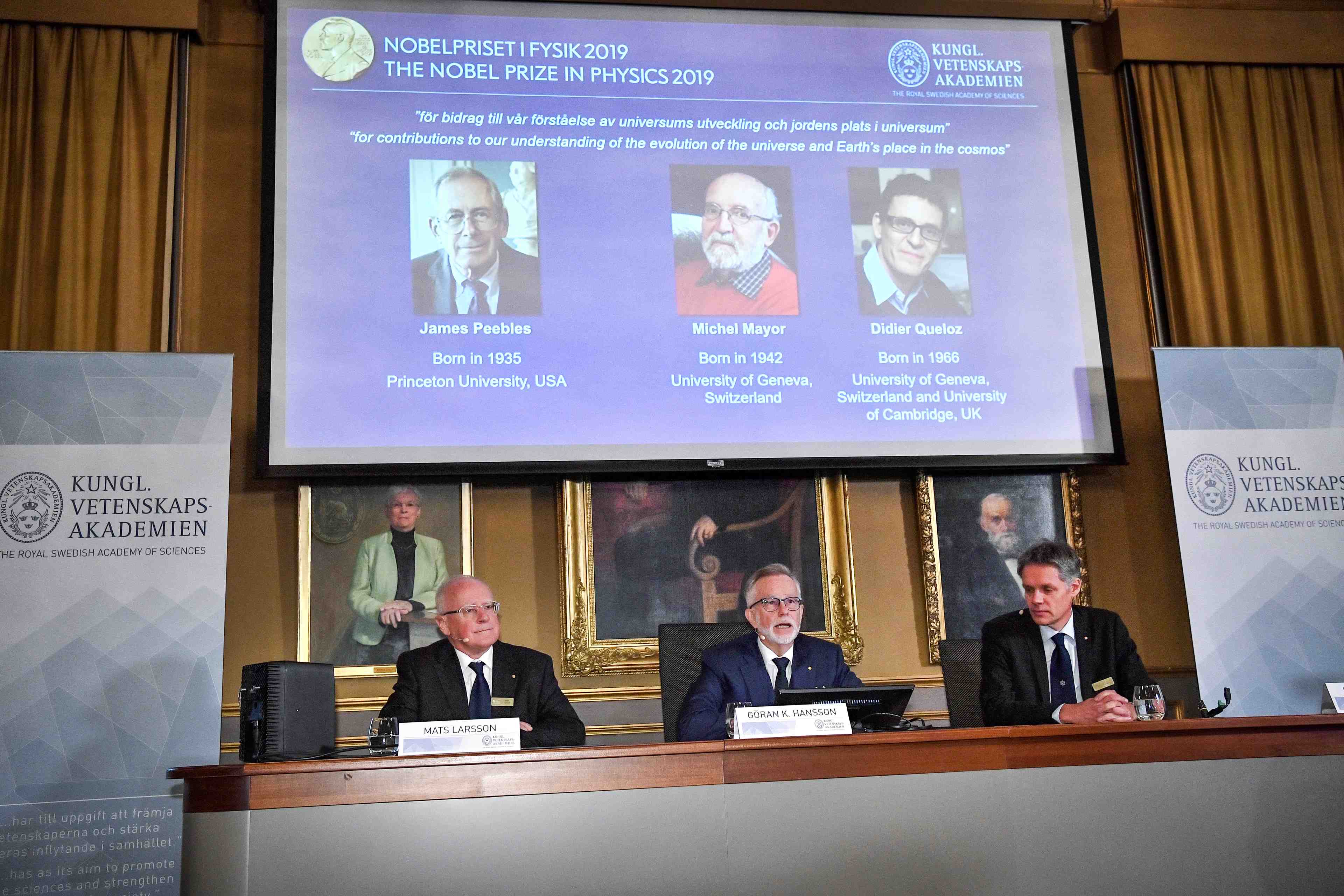 Le nobel de physique decerne aux astronomes peebles, mayor et queloz