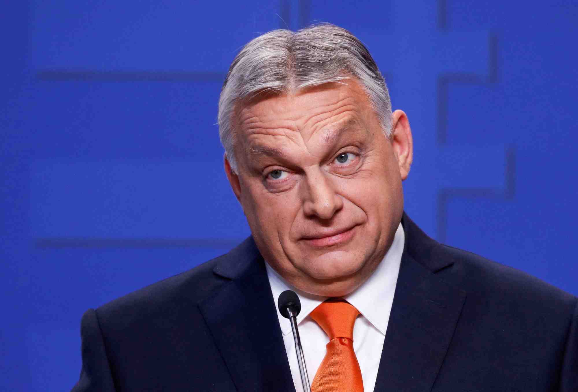 Photo d'archives du premier ministre hongrois viktor orban pendant une conference de presse apres les elections legislatives a budapest