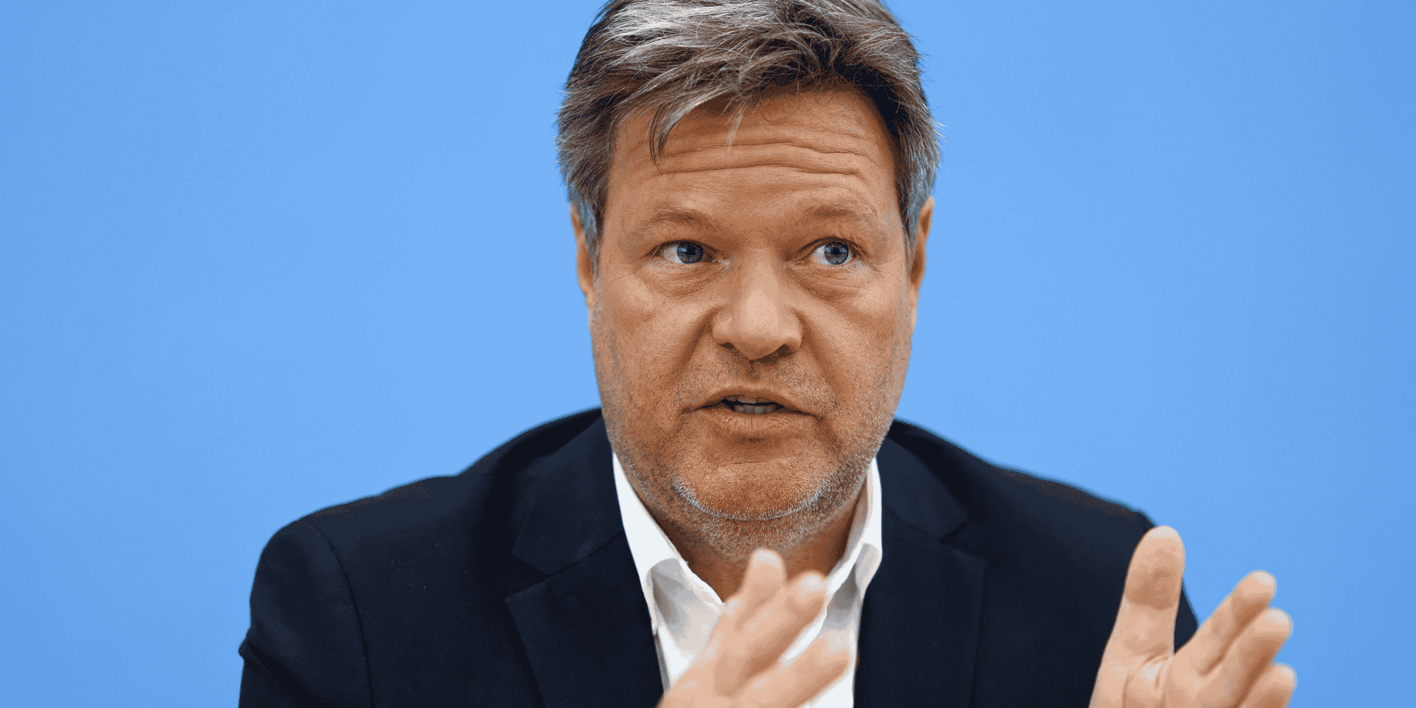 Le ministre allemand de l'economie robert habeck lors d'une conference de presse