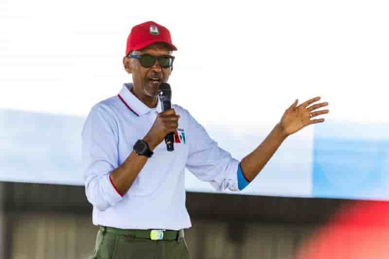 Le president du rwanda, paul kagame lors d'un rassemblement de campagne a kigali
