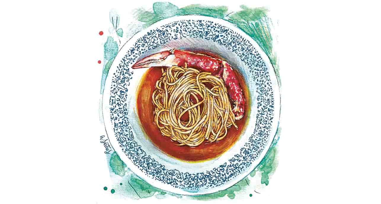 Cette semaine, découvrez la recette de spaghettis à l'araignée de mer.