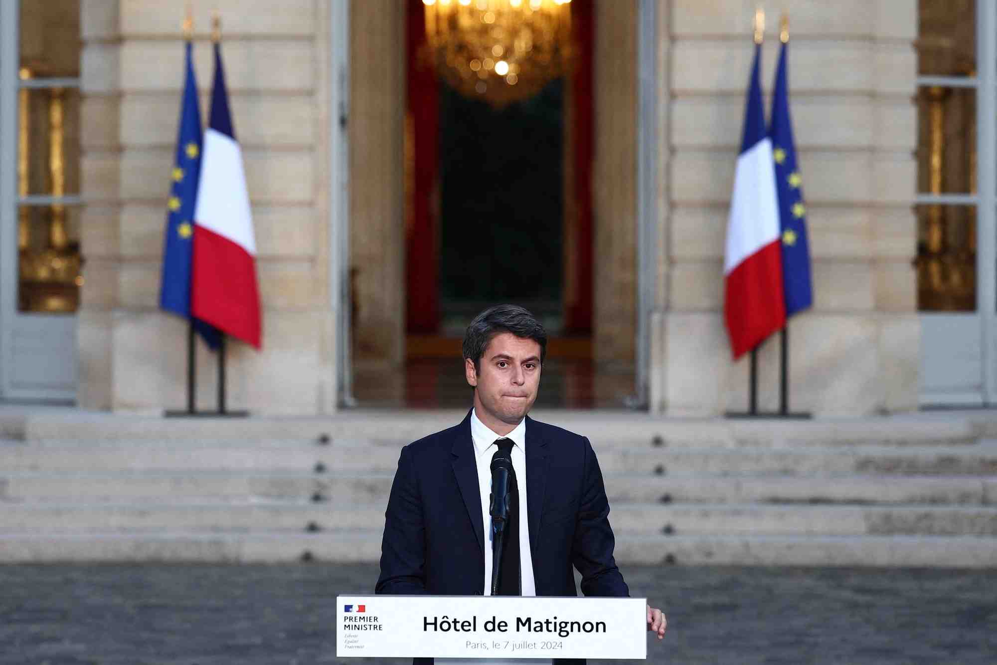 Gabriel attal reagit apres les resultats du second tour des legislatives anticipees de 2024