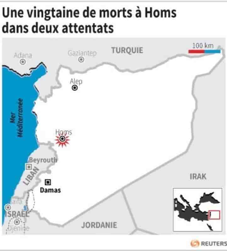 Deux attentats en Syrie font une vingtaine de morts à Homs