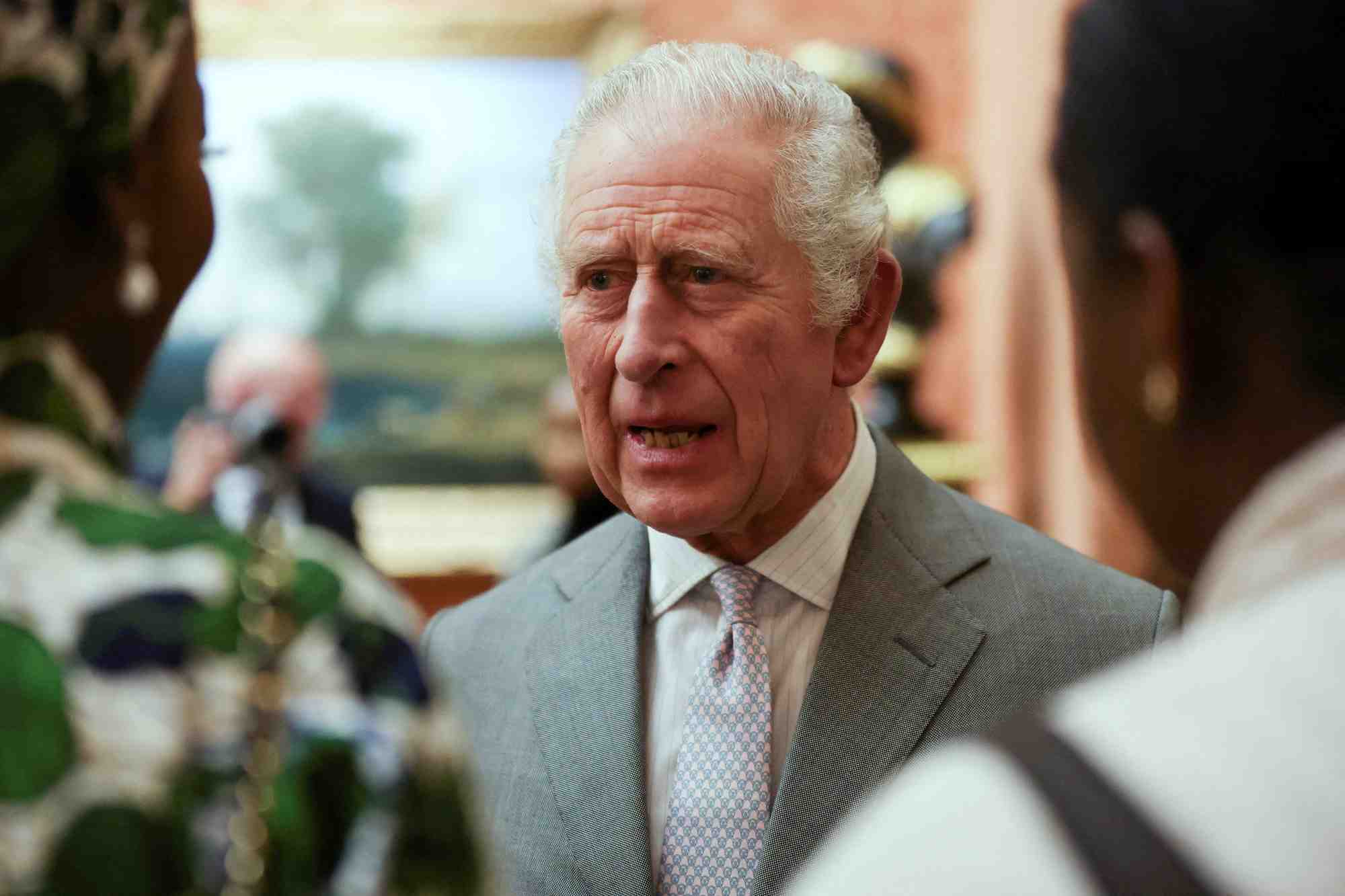 Le roi charles s'adresse aux invites lors d'une reception au palais de buckingham a londres