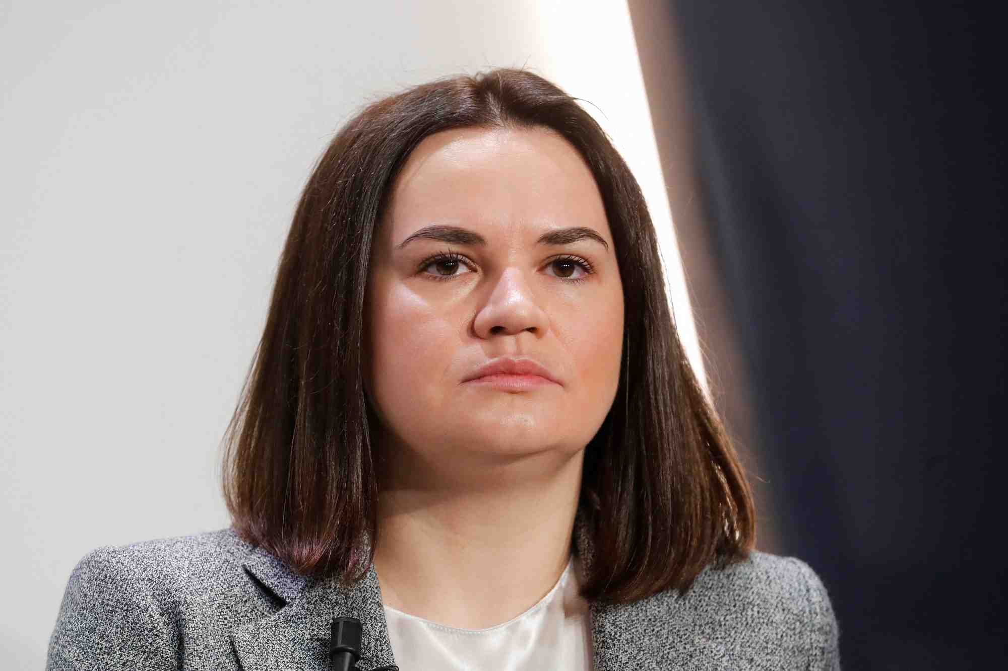 Opposante bielorusse en exil svetlana tikhanovskaia au forum economique mondial (wef) a davos