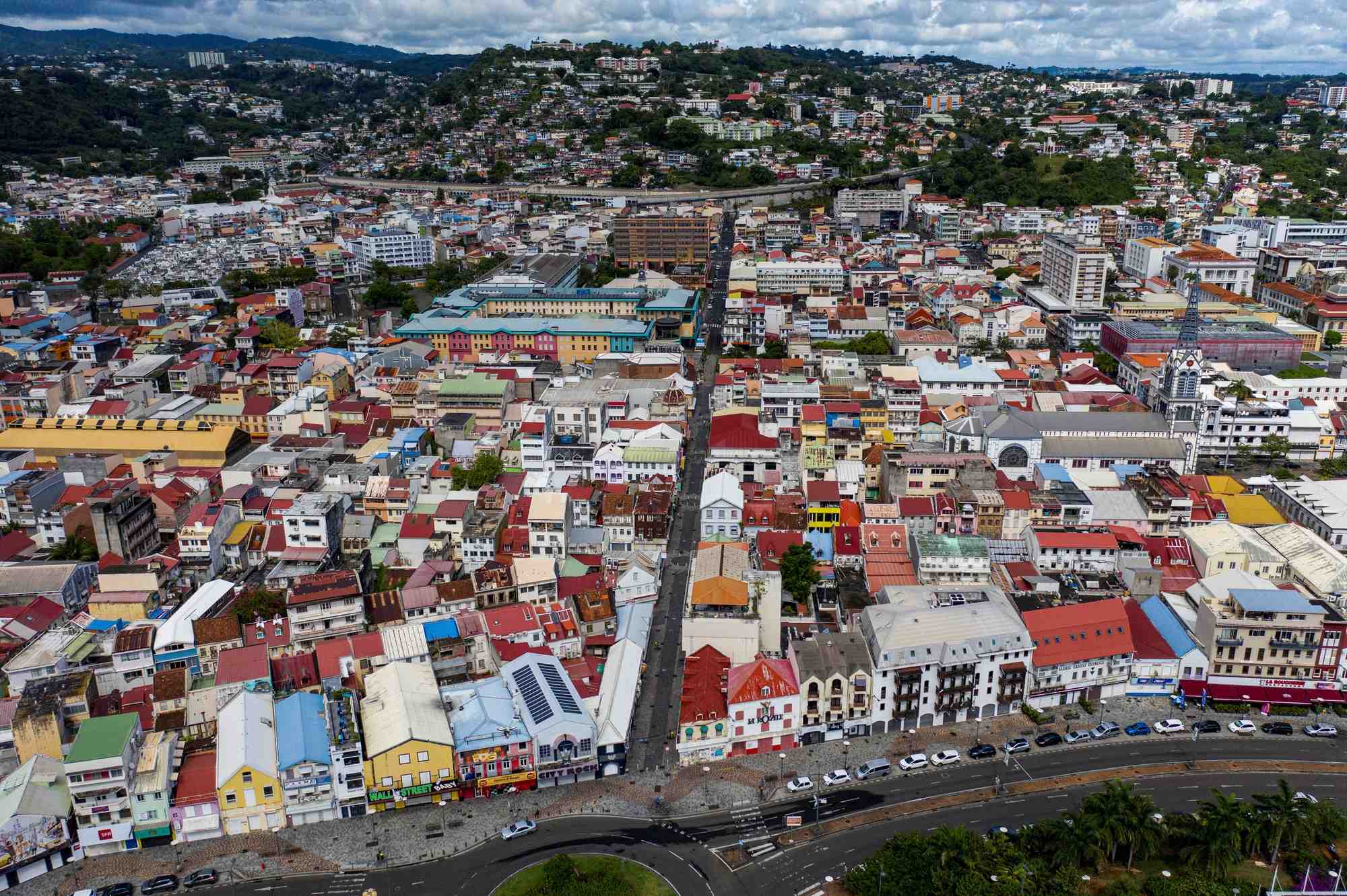 Vue aerienne du centre-ville de fort de france