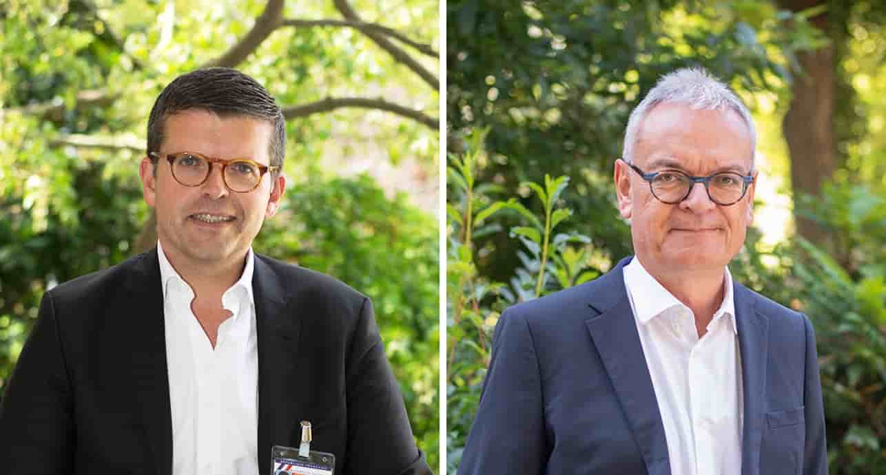 Luc Carvounas, président de l'Unccas, et Didier Duriez, président du Secours Catholique.