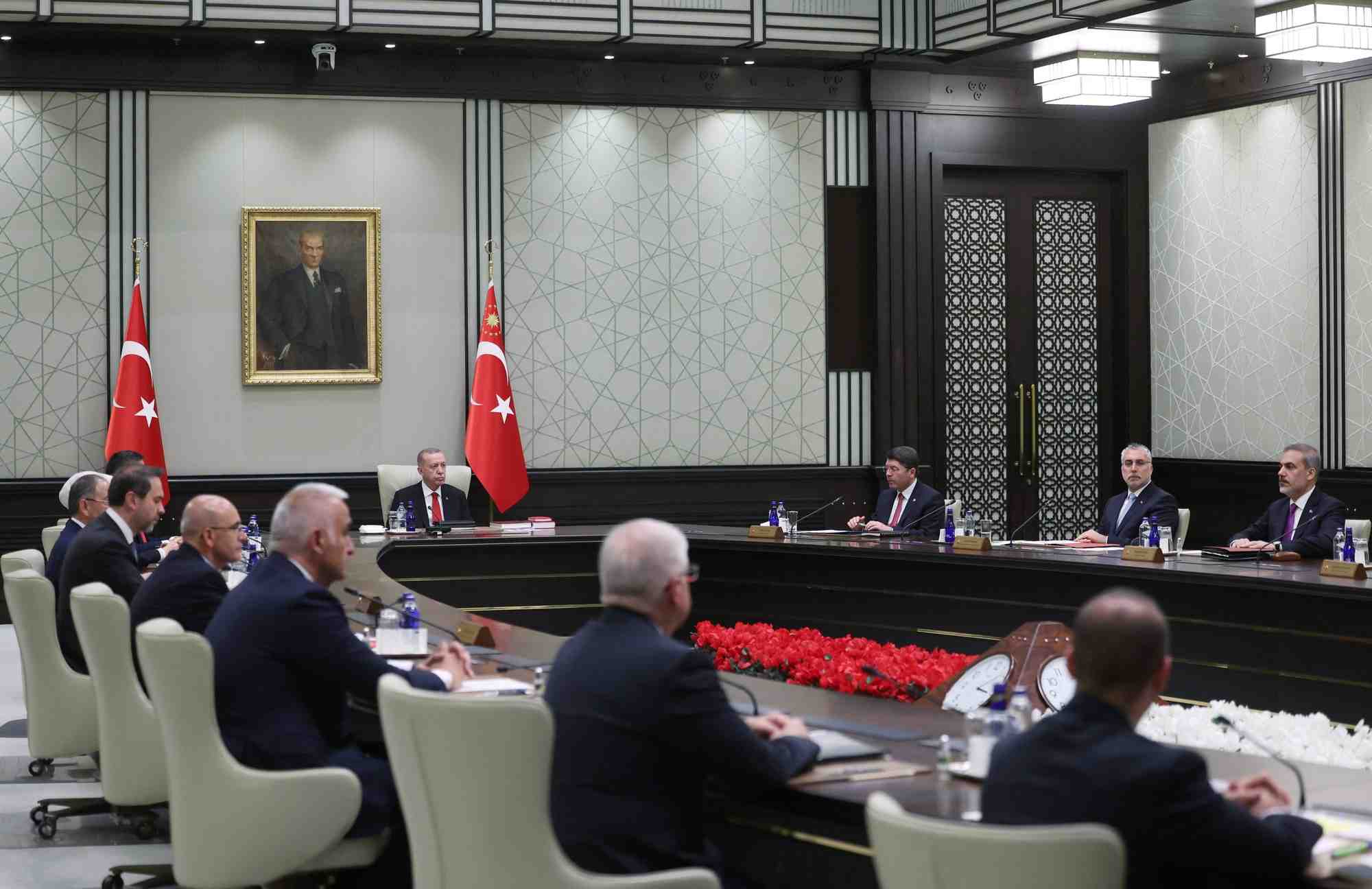 Le president turc tayyip erdogan preside une reunion du cabinet