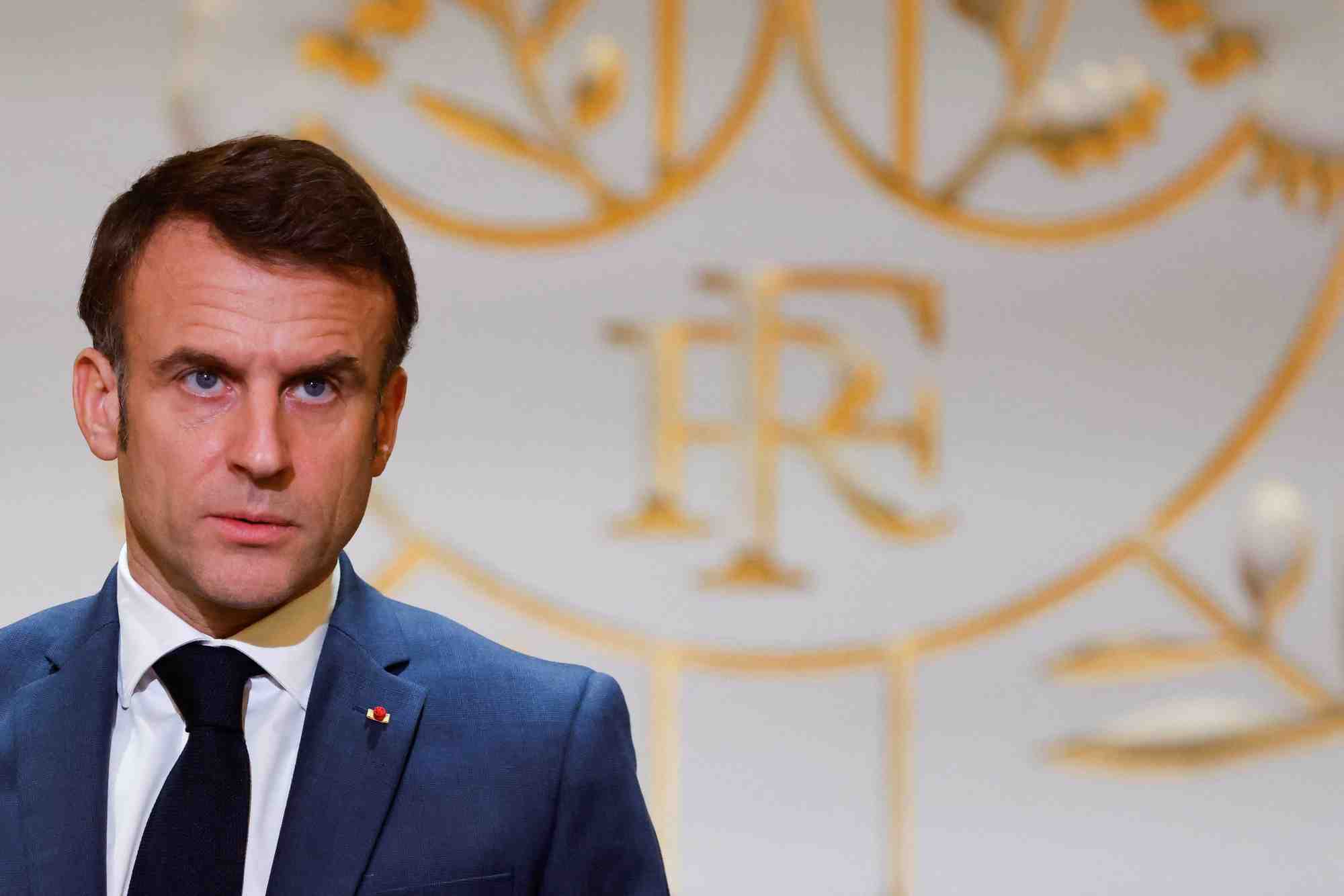 Le president francais emmanuel macron a l'elysee a paris