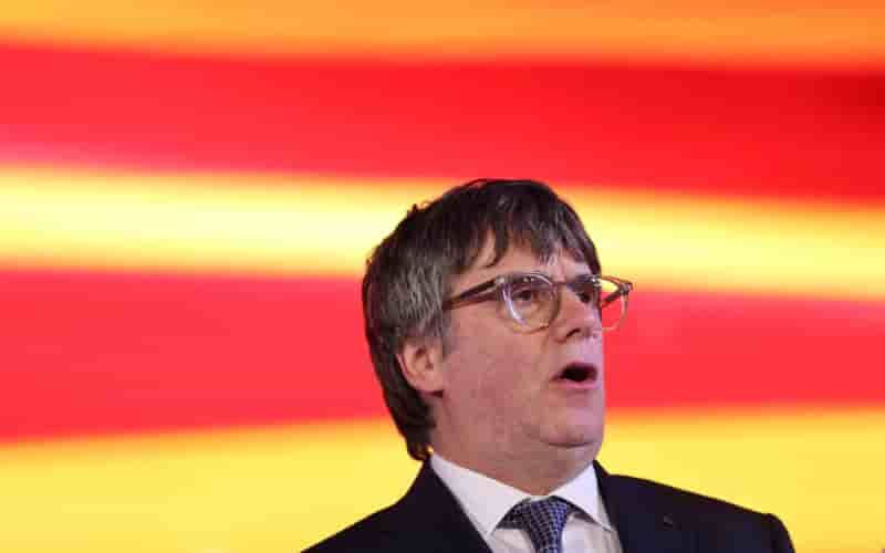 Carles puigdemont lors d'un rassemblement a argeles-sur-mer